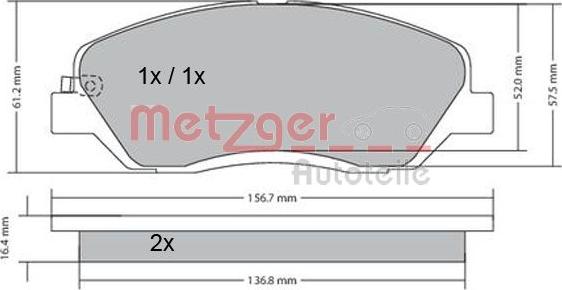Metzger 1170205 - Bremžu uzliku kompl., Disku bremzes autodraugiem.lv