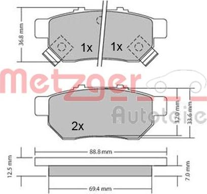 Metzger 1170272 - Bremžu uzliku kompl., Disku bremzes autodraugiem.lv