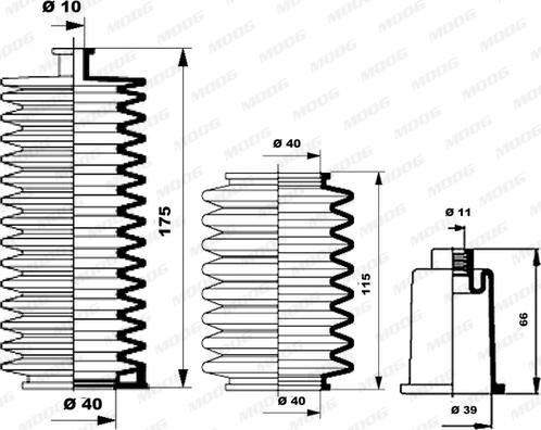 Moog K150009 - Putekļusargu komplekts, Stūres iekārta autodraugiem.lv