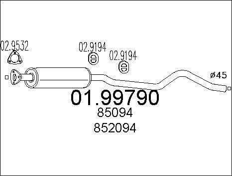 MTS 01.99790 - Vidējais izpl. gāzu trokšņa slāpētājs autodraugiem.lv