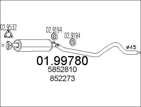 MTS 01.99780 - Vidējais izpl. gāzu trokšņa slāpētājs autodraugiem.lv