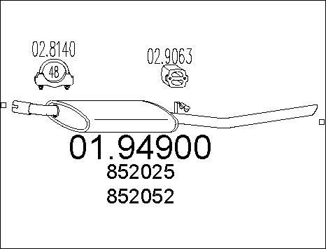 MTS 01.94900 - Izplūdes gāzu trokšņa slāpētājs (pēdējais) autodraugiem.lv