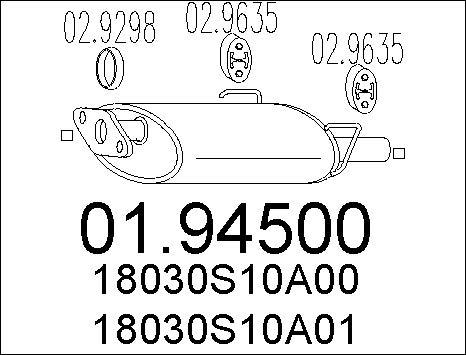 MTS 01.94500 - Izplūdes gāzu trokšņa slāpētājs (pēdējais) autodraugiem.lv