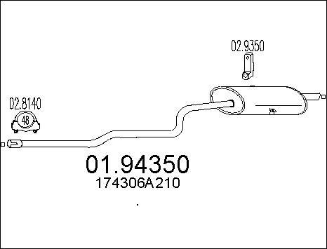 MTS 01.94350 - Izplūdes gāzu trokšņa slāpētājs (pēdējais) autodraugiem.lv