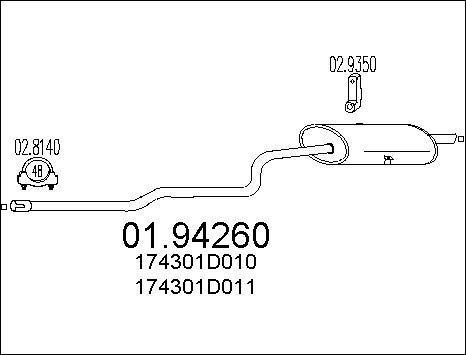 MTS 01.94260 - Izplūdes gāzu trokšņa slāpētājs (pēdējais) autodraugiem.lv