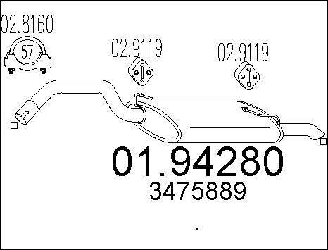 MTS 01.94280 - Izplūdes gāzu trokšņa slāpētājs (pēdējais) autodraugiem.lv