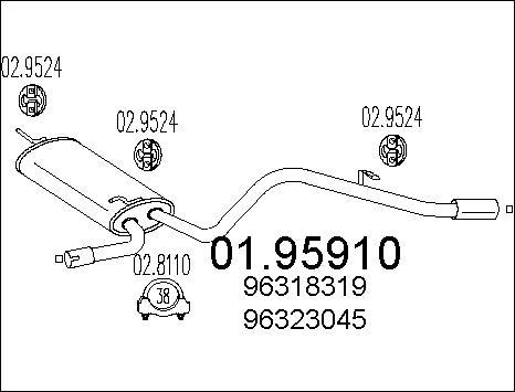 MTS 01.95910 - Izplūdes gāzu trokšņa slāpētājs (pēdējais) autodraugiem.lv