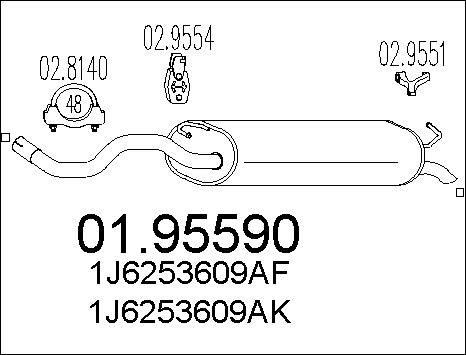 MTS 01.95590 - Izplūdes gāzu trokšņa slāpētājs (pēdējais) autodraugiem.lv