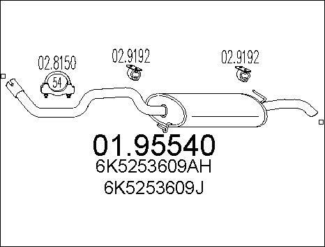 MTS 01.95540 - Izplūdes gāzu trokšņa slāpētājs (pēdējais) autodraugiem.lv