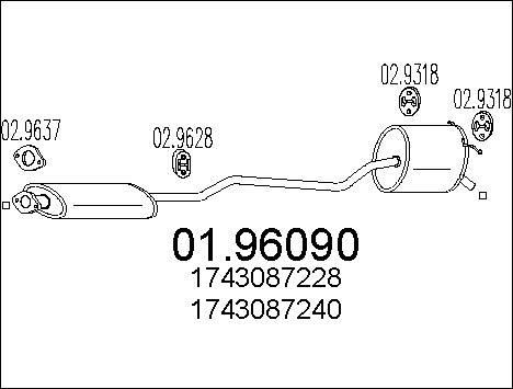 MTS 01.96090 - Izplūdes gāzu trokšņa slāpētājs (pēdējais) autodraugiem.lv