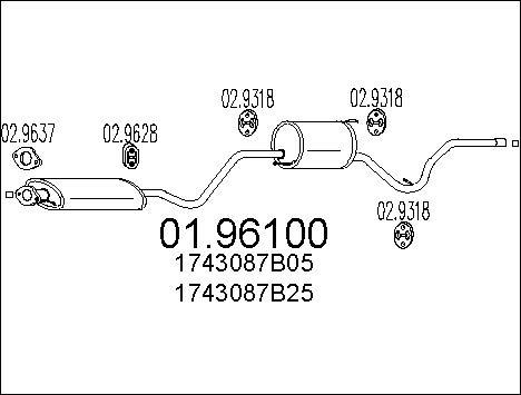 MTS 01.96100 - Izplūdes gāzu trokšņa slāpētājs (pēdējais) autodraugiem.lv