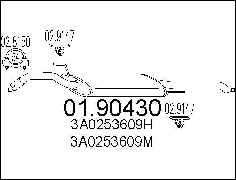 MTS 01.90430 - Izplūdes gāzu trokšņa slāpētājs (pēdējais) autodraugiem.lv