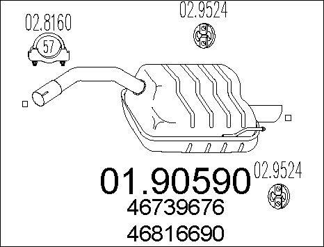 MTS 01.90590 - Izplūdes gāzu trokšņa slāpētājs (pēdējais) autodraugiem.lv