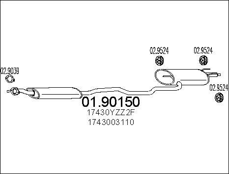 MTS 01.90150 - Izplūdes gāzu trokšņa slāpētājs (pēdējais) autodraugiem.lv