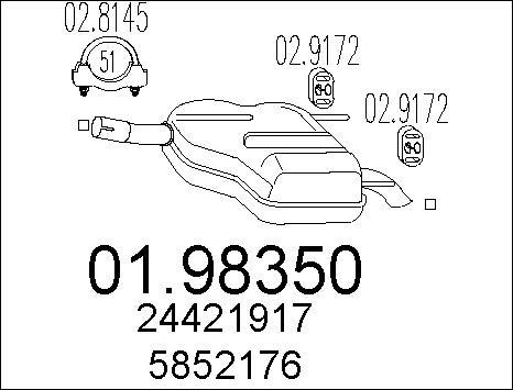 MTS 01.98350 - Izplūdes gāzu trokšņa slāpētājs (pēdējais) autodraugiem.lv