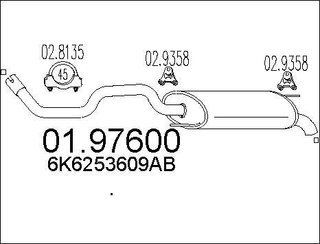 MTS 01.97600 - Izplūdes gāzu trokšņa slāpētājs (pēdējais) autodraugiem.lv