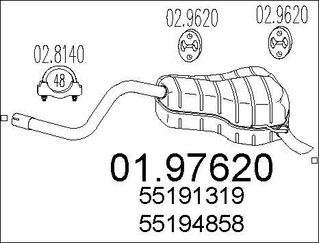 MTS 01.97620 - Izplūdes gāzu trokšņa slāpētājs (pēdējais) autodraugiem.lv