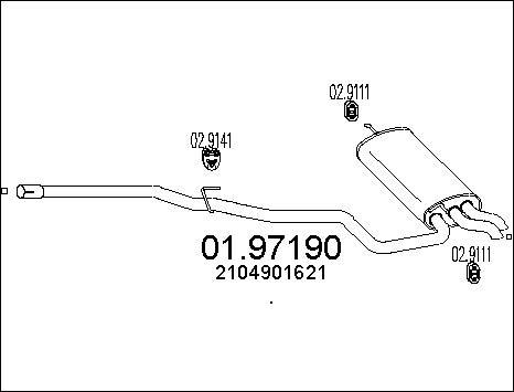 MTS 01.97190 - Izplūdes gāzu trokšņa slāpētājs (pēdējais) autodraugiem.lv