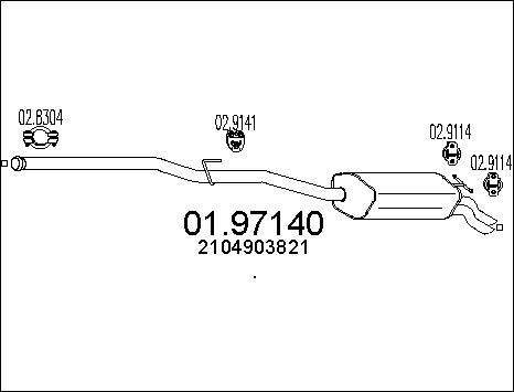 MTS 01.97140 - Izplūdes gāzu trokšņa slāpētājs (pēdējais) autodraugiem.lv