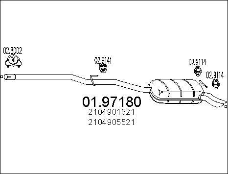 MTS 01.97180 - Izplūdes gāzu trokšņa slāpētājs (pēdējais) autodraugiem.lv