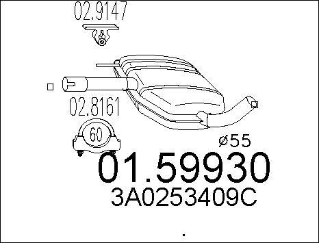 MTS 01.59930 - Vidējais izpl. gāzu trokšņa slāpētājs autodraugiem.lv