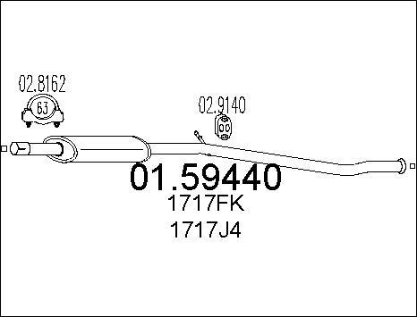 MTS 01.59440 - Vidējais izpl. gāzu trokšņa slāpētājs autodraugiem.lv