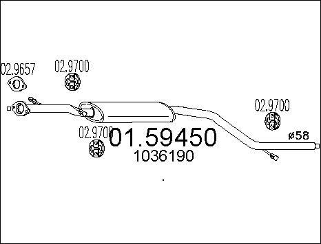 MTS 01.59450 - Vidējais izpl. gāzu trokšņa slāpētājs autodraugiem.lv