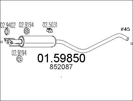 MTS 01.59850 - Vidējais izpl. gāzu trokšņa slāpētājs autodraugiem.lv