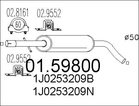 MTS 01.59800 - Vidējais izpl. gāzu trokšņa slāpētājs autodraugiem.lv