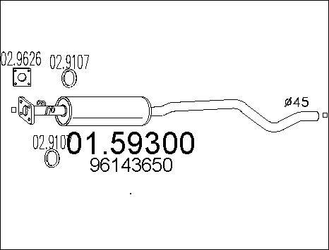 MTS 01.59300 - Vidējais izpl. gāzu trokšņa slāpētājs autodraugiem.lv
