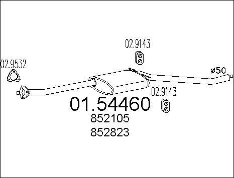 MTS 01.54460 - Vidējais izpl. gāzu trokšņa slāpētājs autodraugiem.lv