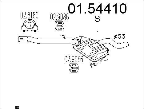 MTS 01.54410 - Vidējais izpl. gāzu trokšņa slāpētājs autodraugiem.lv