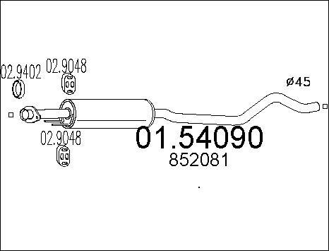 MTS 01.54090 - Vidējais izpl. gāzu trokšņa slāpētājs autodraugiem.lv