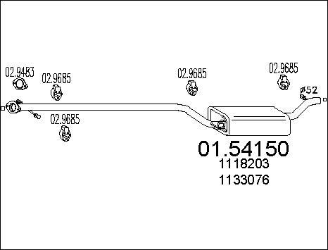 MTS 01.54150 - Vidējais izpl. gāzu trokšņa slāpētājs autodraugiem.lv