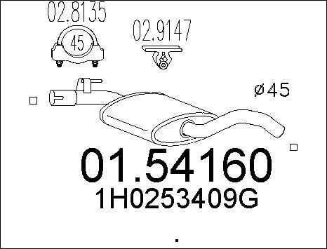 MTS 01.54160 - Vidējais izpl. gāzu trokšņa slāpētājs autodraugiem.lv