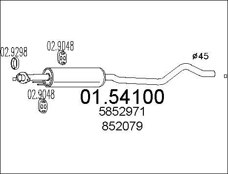 MTS 01.54100 - Vidējais izpl. gāzu trokšņa slāpētājs autodraugiem.lv