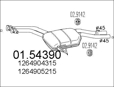 MTS 01.54390 - Vidējais izpl. gāzu trokšņa slāpētājs autodraugiem.lv