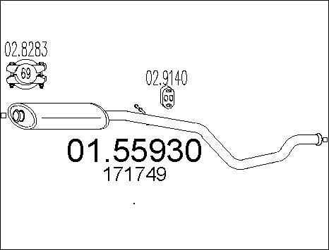 MTS 01.55930 - Vidējais izpl. gāzu trokšņa slāpētājs autodraugiem.lv