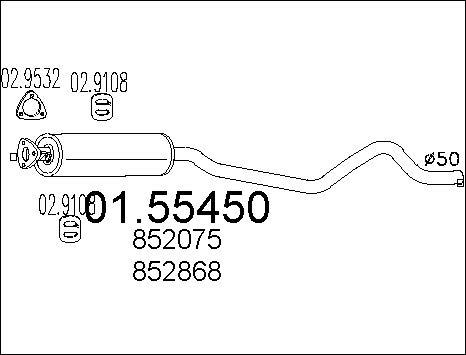 MTS 01.55450 - Vidējais izpl. gāzu trokšņa slāpētājs autodraugiem.lv