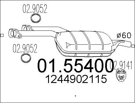 MTS 01.55400 - Vidējais izpl. gāzu trokšņa slāpētājs autodraugiem.lv