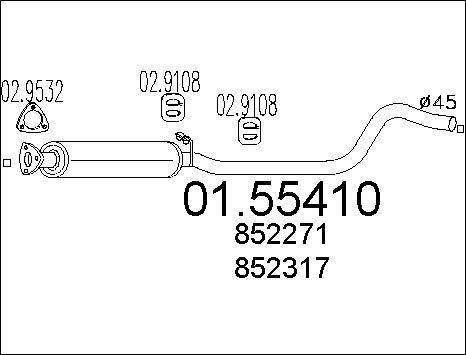 MTS 01.55410 - Vidējais izpl. gāzu trokšņa slāpētājs autodraugiem.lv