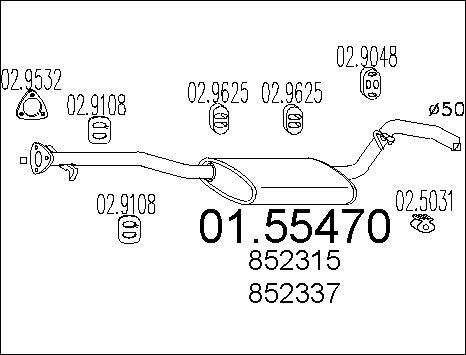 MTS 01.55470 - Vidējais izpl. gāzu trokšņa slāpētājs autodraugiem.lv