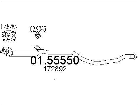 MTS 01.55550 - Vidējais izpl. gāzu trokšņa slāpētājs autodraugiem.lv