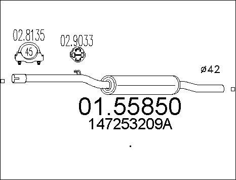 MTS 01.55850 - Vidējais izpl. gāzu trokšņa slāpētājs autodraugiem.lv