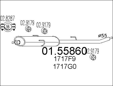 MTS 01.55860 - Vidējais izpl. gāzu trokšņa slāpētājs autodraugiem.lv