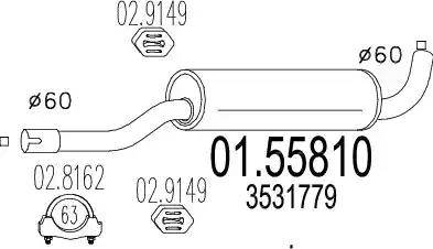 MTS 01.55810 - Vidējais izpl. gāzu trokšņa slāpētājs autodraugiem.lv
