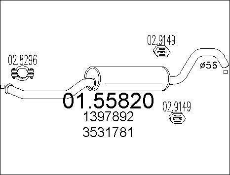 MTS 01.55820 - Vidējais izpl. gāzu trokšņa slāpētājs autodraugiem.lv