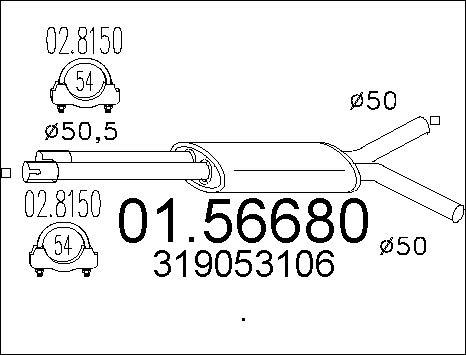 MTS 01.56680 - Vidējais izpl. gāzu trokšņa slāpētājs autodraugiem.lv