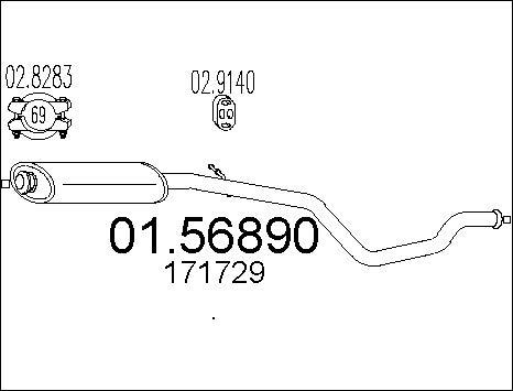 MTS 01.56890 - Vidējais izpl. gāzu trokšņa slāpētājs autodraugiem.lv