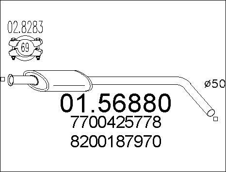 MTS 01.56880 - Vidējais izpl. gāzu trokšņa slāpētājs autodraugiem.lv